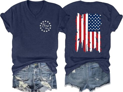 American Flag Shirts for Women 250 Anniversary USA Shirt V Neck 4th of July T Shirt USA Patriotic Short Sleeve Tops in Saudi Arabia