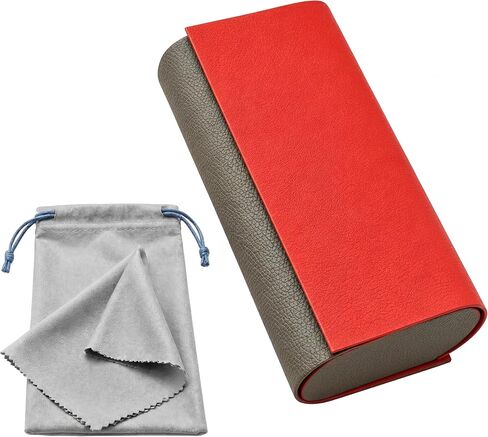 Double Sided Glasses Case Hard Shell,Sunglasses Case & Eyeglass Case with Cleaning Cloth & Storage Pouch in Saudi Arabia