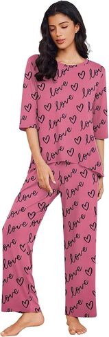 ELESOL Womens Lounge Sets 2 Piece Pajamas Sets 3/4 Sleeve Tops and Long Pants Soft in Saudi Arabia