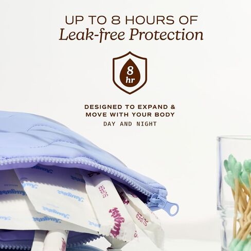 August Regular & Super Tampons - 16-Pack (8 + 8) 100% Organic Cotton Tampons for Women, Non-Toxic, Fragrance-Free, and Hypoallergenic with Long Applicators in Saudi Arabia