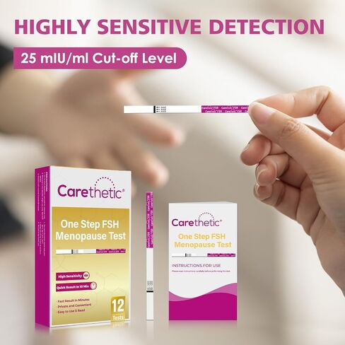 [12 Pack] Carethetic FSH Menopause Test Strips - Rapid At-Home Menopause Stage Test Kit, High-Sensitivity FSH Detection in Saudi Arabia