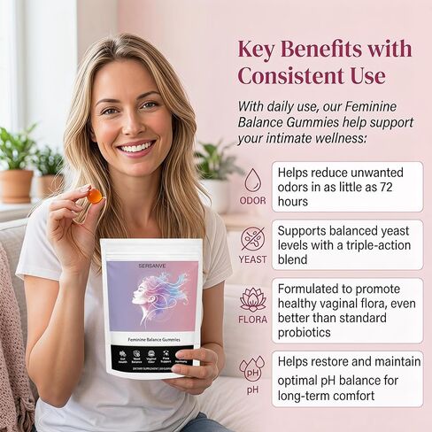 Feminine Balance Gummies for Women | Premium Feminine Balance Gummies, Hawaiian Pineapple for pH Balance, Healthy Odor & Immune Support | Daily Feminine Gummies for Vaginal & Gut Health, 60 Count in Saudi Arabia