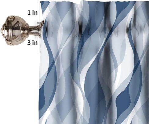 Light Blue Valance Curtain Modern Abstract Blue and Grey Striped Rod Pocket Valance Window Treatments Short Curtains for Kitchen Bathroom Farmhouse Bedroom Living Room Decor 54x18inch in Kuwait