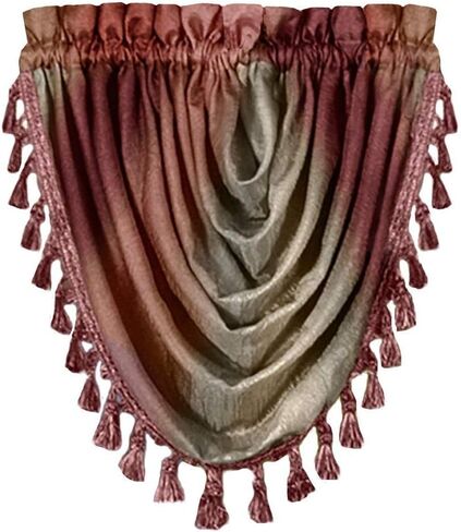 Woven Trends Valances for Windows, Ombre Curtains Modern Semi-Sheer Valance, Luxurious Window Treatment for Livingroom, Bedroom and Kitchen, 46" x 42" Single Waterfall Valance, Burnt Orange in Saudi Arabia