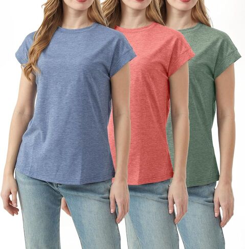 3 Pack Basic Short Sleeve T Shirts for Women-Plain Crew Neck Tops Loose Fit Casual Summer Outfit 2026 in Saudi Arabia
