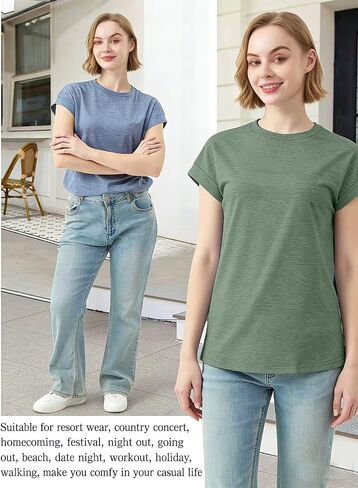 3 Pack Basic Short Sleeve T Shirts for Women-Plain Crew Neck Tops Loose Fit Casual Summer Outfit 2026 in Kuwait
