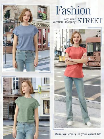 3 Pack Basic Short Sleeve T Shirts for Women-Plain Crew Neck Tops Loose Fit Casual Summer Outfit 2026 in Kuwait