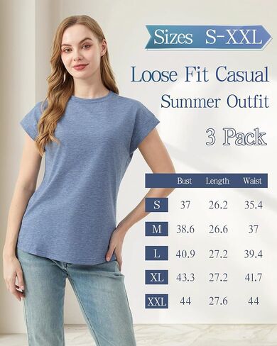 3 Pack Basic Short Sleeve T Shirts for Women-Plain Crew Neck Tops Loose Fit Casual Summer Outfit 2026 in Kuwait