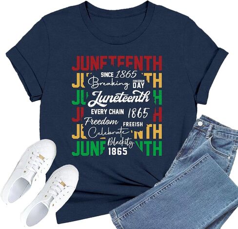 Juneteenth Shirts for Women 1865 Black Freedom Day T-Shirts African American Freedom Tee Tops in Saudi Arabia
