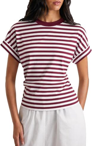 Women Pleated Waist Tee - Cinched Waist Slimming T Shirt Flattering Business Casual Tops, Tummy Hiding Work Blouse in Saudi Arabia