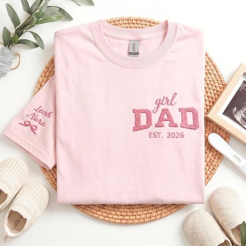 Custom Girl Dad Embroidered T-Shirt – Personalized Gift for Dad Fathers Day Birthday New Dad & First Time Dad in Saudi Arabia