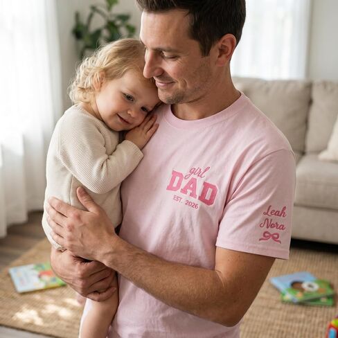 Custom Girl Dad Embroidered T-Shirt – Personalized Gift for Dad Fathers Day Birthday New Dad & First Time Dad in Saudi Arabia