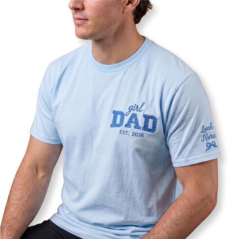 Custom Girl Dad Embroidered T-Shirt – Personalized Gift for Dad Fathers Day Birthday New Dad & First Time Dad in Saudi Arabia