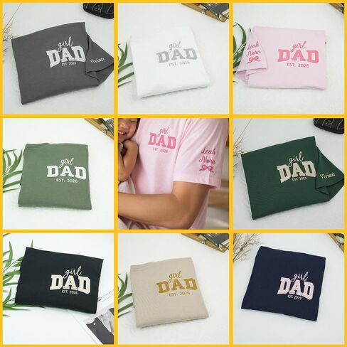 Custom Girl Dad Embroidered T-Shirt – Personalized Gift for Dad Fathers Day Birthday New Dad & First Time Dad in Saudi Arabia
