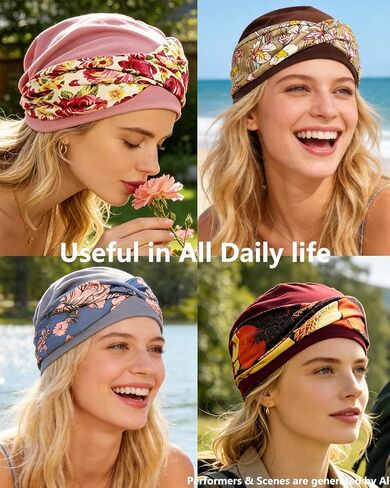 Chemo Headwear for Women Knot Beanies with Stretch Elastic Turbans Soft Cancer Hats Head Coverings Scarf Headwraps in Saudi Arabia