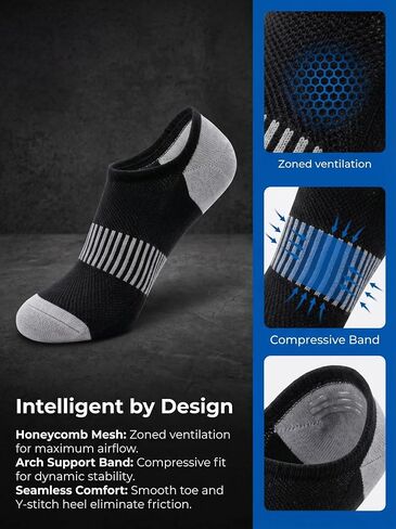 4 Pairs Unisex Low Cut Athletic Socks, Arch Support Breathable Mesh Invisible Sports Socks in Kuwait