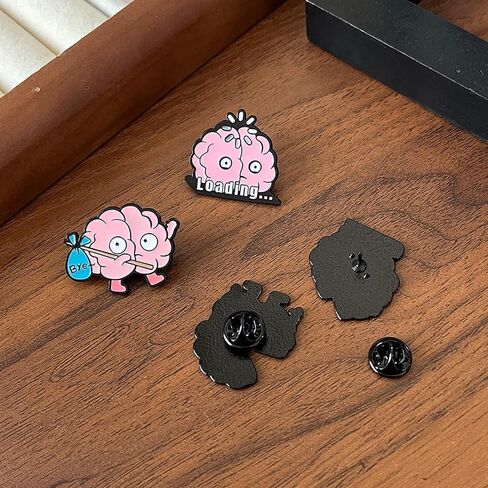 4PCS Fun Brain-Shaped Metal Pins - Neuroscience Enthusiast Gift, Clothing & Bag Accessories with Cute Expressions (Loading, Bye, Growing, A Little) in Saudi Arabia