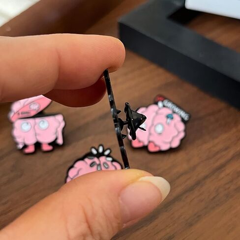 4PCS Fun Brain-Shaped Metal Pins - Neuroscience Enthusiast Gift, Clothing & Bag Accessories with Cute Expressions (Loading, Bye, Growing, A Little) in Saudi Arabia
