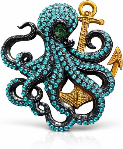 Octopus Brooch for Women – Nautical and Ocean-Inspired Jewelry Pin – Unique Sea Creature Accessory for Jackets, Dresses, Bags, and Special Occasions in Kuwait