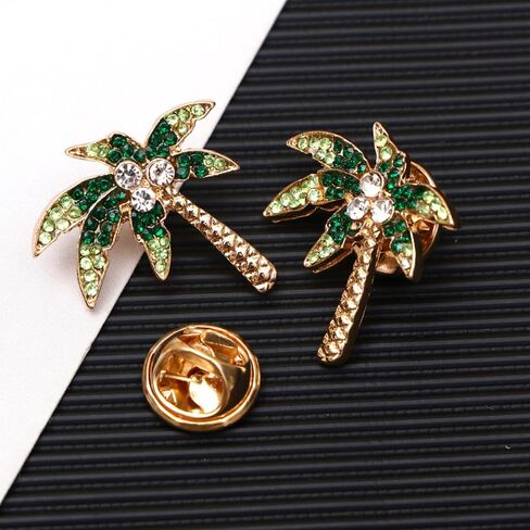 GALPADA 3pcs Breastpin Costume Decoration Brooch Tropical Prom Accessories Hawaii Party Dress Brooch Coconut Tree Alloy Lapel Pins Pin Clip-on Diamond Corsage in Kuwait