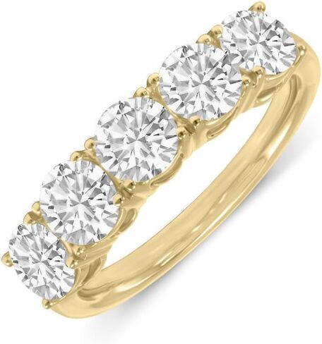 TimeLess Classics 14K Gold Round Lab Grown Diamond Ladies Five Stone Wedding Anniversary Stackable Ring Band (Available From 0.50-3 CTW) (Available Ring Size: 4.5 to 10) in Saudi Arabia