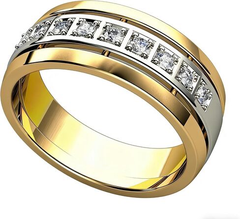 Mnyixsi14k مطلية بالذهب المويسانتي خاتم الزفاف خواتم الخلود خواتم الفرقة نغمتين للرجال الذهب الفضة الذكرى الفرقة الفرقة للنساء الرجال خواتم الخلود تكويم بيان خواتم حجم 10 in Kuwait