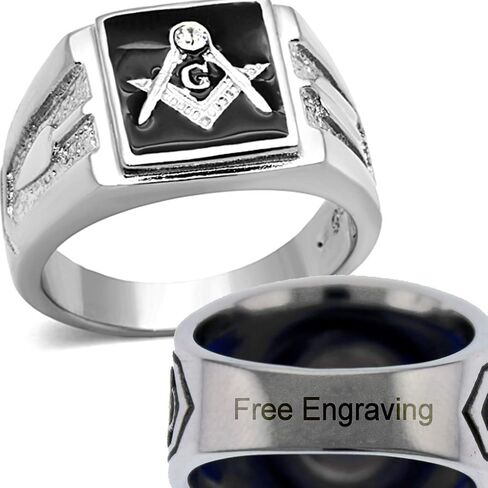 YVO Personalized Men's Stainless Steel Masonic Lodge Freemason Ring - Free Engraving in Saudi Arabia