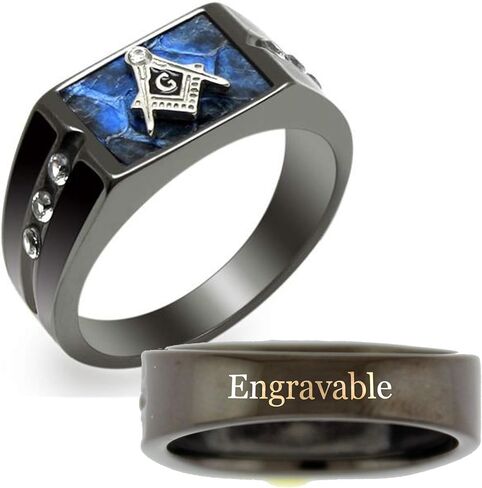 YVO Personalized Men's Stainless Steel Masonic Lodge Freemason Ring - Free Engraving in Saudi Arabia