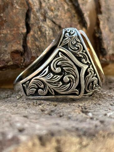 Men Silver Initial Letter Men Rings, Ottoman Style Ring, Signet Man Ring, Monogram Ring, 925k Silver, Christmas Gifts For Men in Saudi Arabia