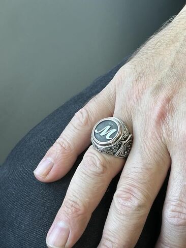 Men Silver Initial Letter Men Rings, Ottoman Style Ring, Signet Man Ring, Monogram Ring, 925k Silver, Christmas Gifts For Men in Saudi Arabia