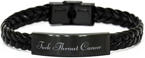 Fuck Throat Cancer Bracelet for Him Men Leather Bracelet Patient Survivor in Kuwait