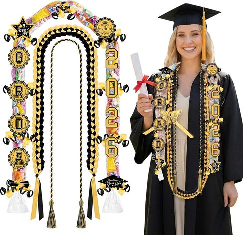 Sureio Graduation Leis 2026 Candy Lei Kit with Honor Cord, 2026 Graduation Ribbon Necklace DIY Kit for High School College Women Men Graduate Gift Party Decoration in Kuwait