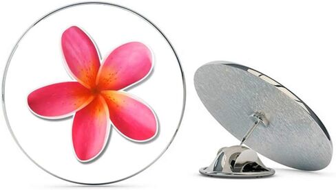 Plumeria Hawaiian Flower Tropical Round Metal 0.75" Lapel Pin Hat Shirt Pin Tie Tack Pinback in Saudi Arabia