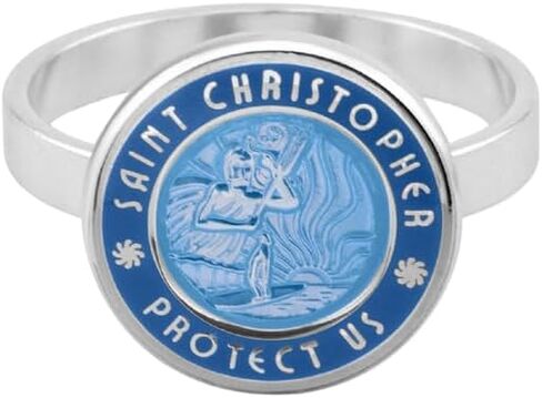 Get Back Necklaces | St. Christopher Surf Ring, Denim Blue Enamel Silver Ring, Water Resistant Beach Jewelry - Denim Blue in Saudi Arabia