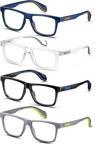 HEEYYOK 1.75 Reading Glasses for Men,Oversized Square Large Readers for Men XL, Comfort Rubber Arm Cheaters Reading Glasses for Men Spring Hinge 4Pack in Saudi Arabia