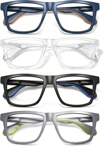 HEEYYOK 1.75 Reading Glasses for Men,Oversized Square Large Readers for Men XL, Comfort Rubber Arm Cheaters Reading Glasses for Men Spring Hinge 4Pack in Saudi Arabia