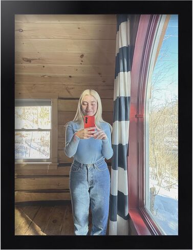 مرآة حائط أنيقة بإطار أسود من ArtToFrames - مرآة زينة مستطيلة كبيرة مقاس 9 × 12 بوصة مع إطار أسود ممتاز للمدخل وغرفة المعيشة والحمام - مرايا أنيقة لتزيين الحائط in Kuwait