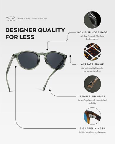 نظارات WearMe Pro WMP - نظارات جولف مستديرة الأداء للرجال: عدسات مستقطبة ومضادة للانعكاس ووسادات أنف غير قابلة للانزلاق in Kuwait