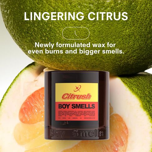 Boy Smells Citrush Candle – Bright Citrus Aroma – Warm Musk Finish – Pomelo Oil – Clean Burning Scented Candle – Long-Lasting Fragrance Throw – Vegan Soy Wax Blend – 8.5oz Glass Jar in Saudi Arabia