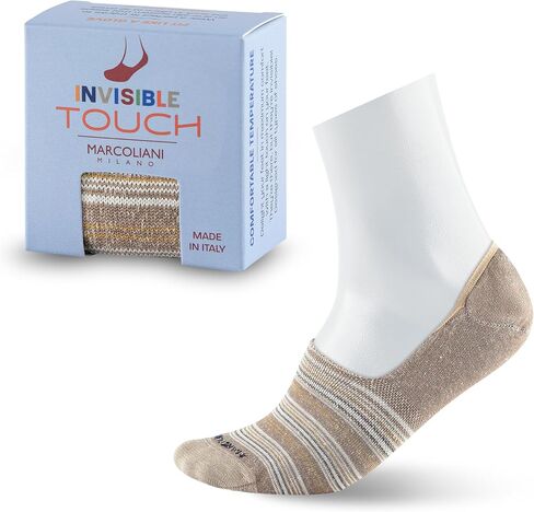 Marcoliani Milano Made in Italy - No Show Socks for Men - Always Stay Up | Essence of Linen T-Shirt Stripe Invisible Touch in Kuwait
