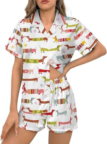 Womens Pajama Sets 2 Piece Short Sleeve Sleepwear Button Down Loungewear in Saudi Arabia