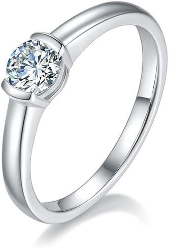 14k White Gold Plated 1 Ct Round Cut White Diamond Engagement Ring for Women Sterling Silver Promise Ring in Saudi Arabia