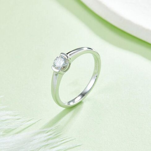 14k White Gold Plated 1 Ct Round Cut White Diamond Engagement Ring for Women Sterling Silver Promise Ring in Saudi Arabia