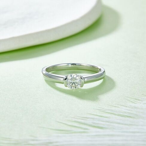 14k White Gold Plated 1 Ct Round Cut White Diamond Engagement Ring for Women Sterling Silver Promise Ring in Saudi Arabia