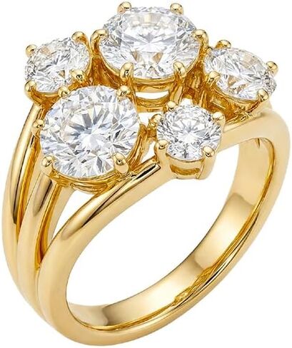 NewZenro Cubic Zirconia Gold-tone Engagement Band Statement Rings for Women Dainty Stainless Steel Round Cut CZ Promise Finger Ring for Her Wedding Comfort Fit Fashion Unique Trendy Jewelry in Kuwait