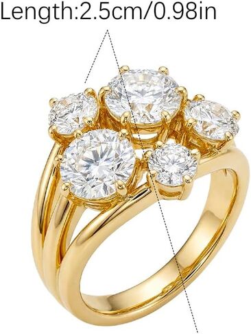 NewZenro Cubic Zirconia Gold-tone Engagement Band Statement Rings for Women Dainty Stainless Steel Round Cut CZ Promise Finger Ring for Her Wedding Comfort Fit Fashion Unique Trendy Jewelry in Kuwait