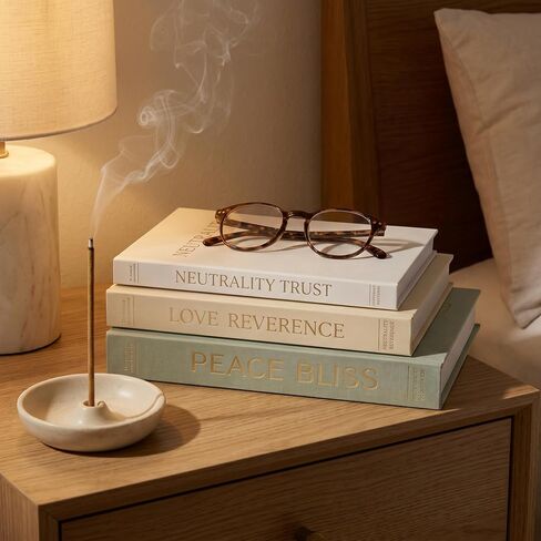 Hollow Book Storage Box Set of 3, Decorative Book Boxes for Coffee Table Styling, Hidden Storage Boxes for Bookshelf & Living Room Decor, Photo & Keepsake Organizer, Blue Beige White in Saudi Arabia