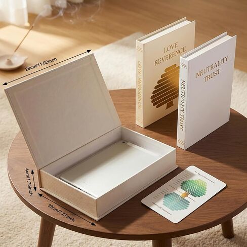 Hollow Book Storage Box Set of 3, Decorative Book Boxes for Coffee Table Styling, Hidden Storage Boxes for Bookshelf & Living Room Decor, Photo & Keepsake Organizer, Blue Beige White in Saudi Arabia
