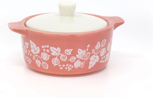 Ceramic Trinket Box with Lid – Gooseberry Vintage-Inspired Mini Casserole Jewelry Box, Pink Keepsake Box in Saudi Arabia
