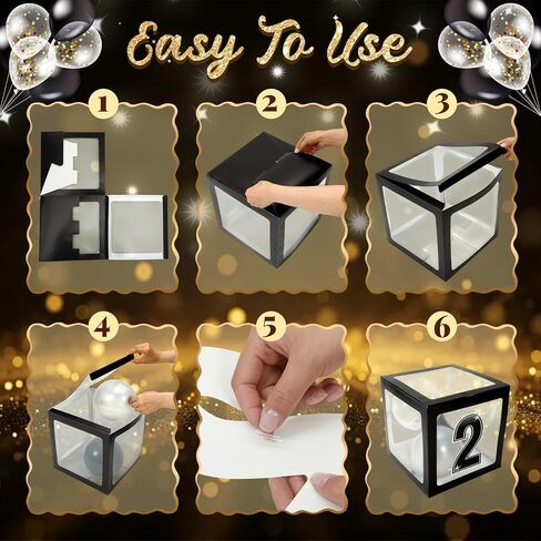 Foilswirl Class of 2026 Prom Graduation Decorations Set of 8 Black Clear Boxes with 35 Balloons and 8 Letters 2026 Prom Black and Silver Congrats Grad Party Supplies for Senior Night Any Grades in Kuwait